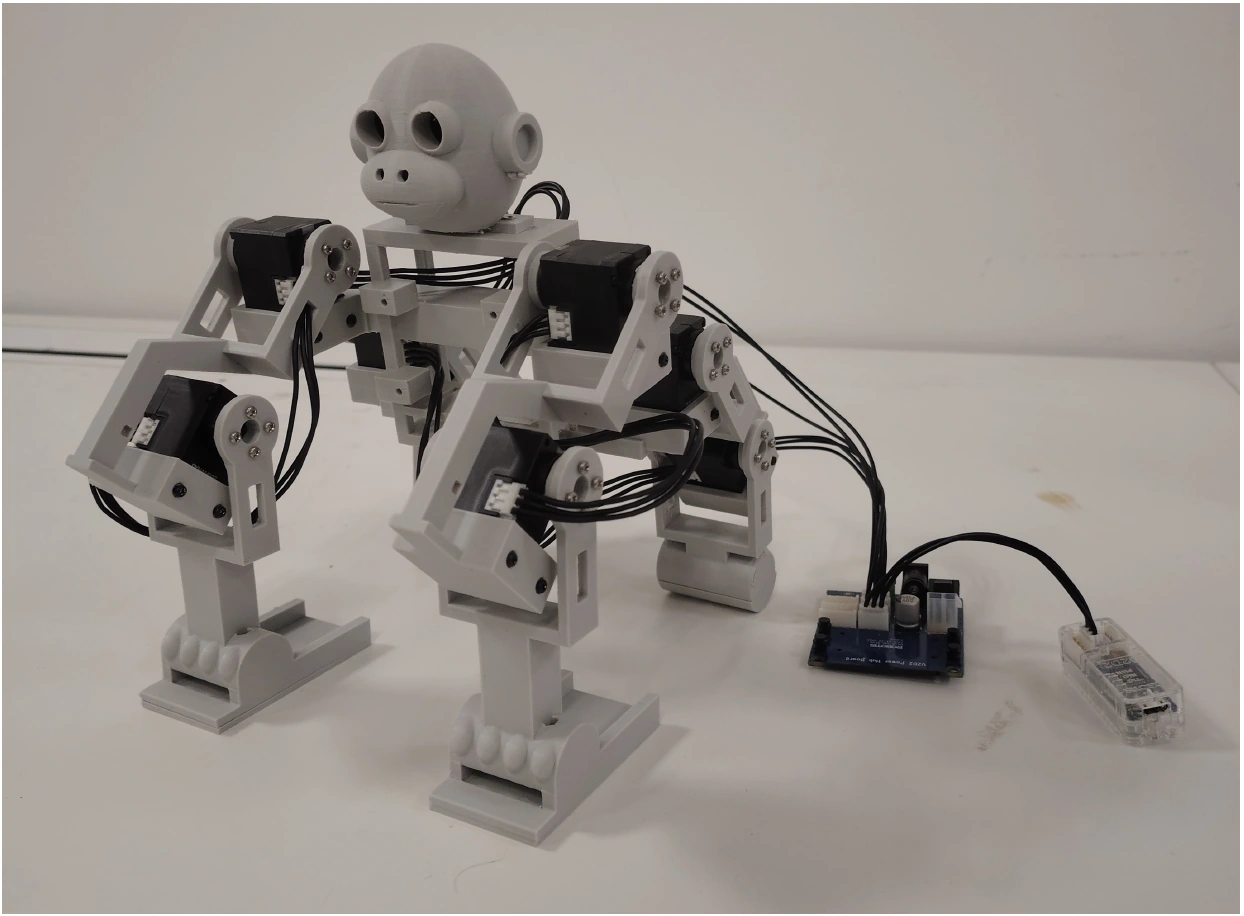The assembled, 3D-printed Gorilla robot with its physical actuators and structure